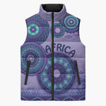 Africa Tribal Traditional Pattern Sleeveless Puffer Jacket Purple Motif