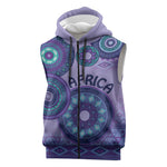 Afro Tribal Traditional Pattern Sleeveless Zip Hoodie Purple Motif - African Pride