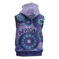 Afro Tribal Traditional Pattern Sleeveless Zip Hoodie Purple Motif - African Pride