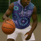 Afro Tribal Traditional Pattern Sleeveless Zip Hoodie Purple Motif - African Pride