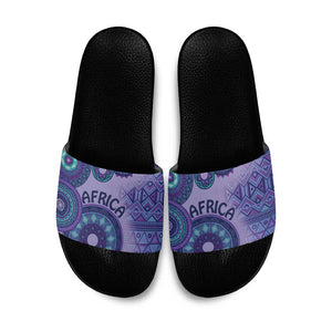 Africa Tribal Traditional Pattern Slide Sandals Purple Motif