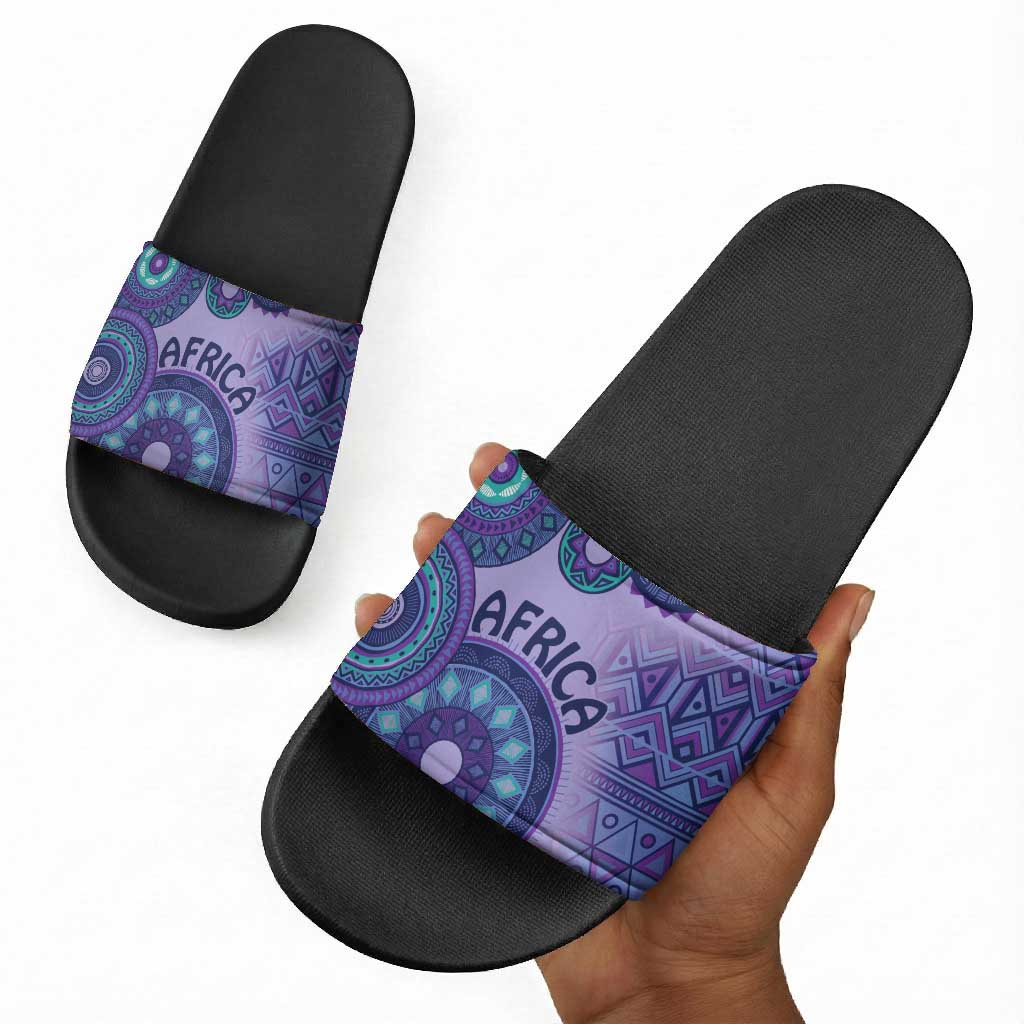Africa Tribal Traditional Pattern Slide Sandals Purple Motif