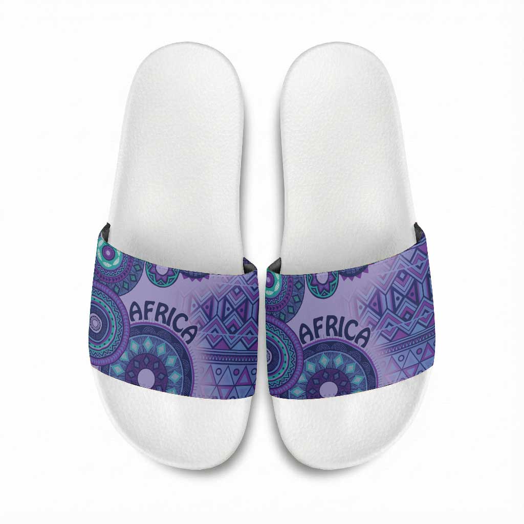 Africa Tribal Traditional Pattern Slide Sandals Purple Motif
