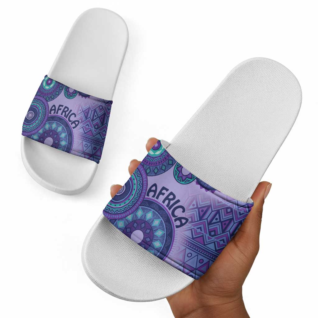 Africa Tribal Traditional Pattern Slide Sandals Purple Motif