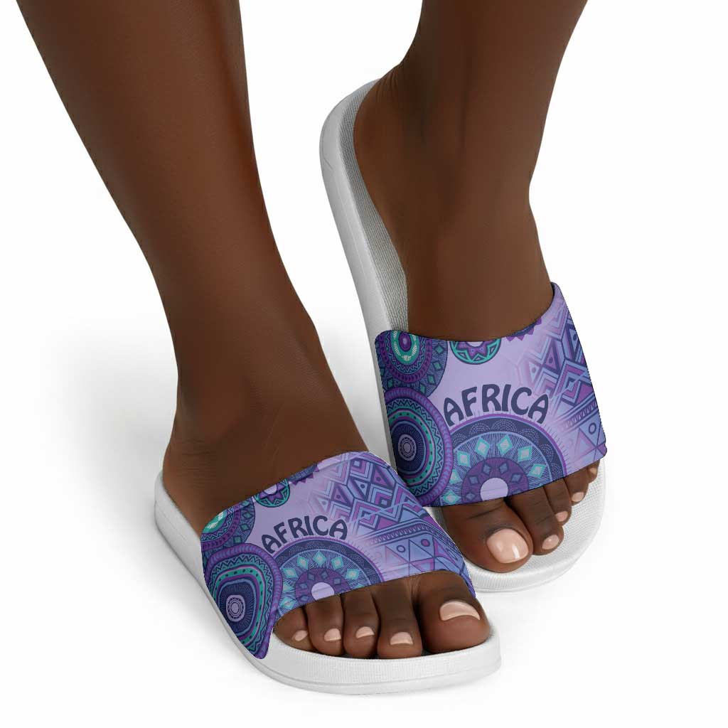 Africa Tribal Traditional Pattern Slide Sandals Purple Motif
