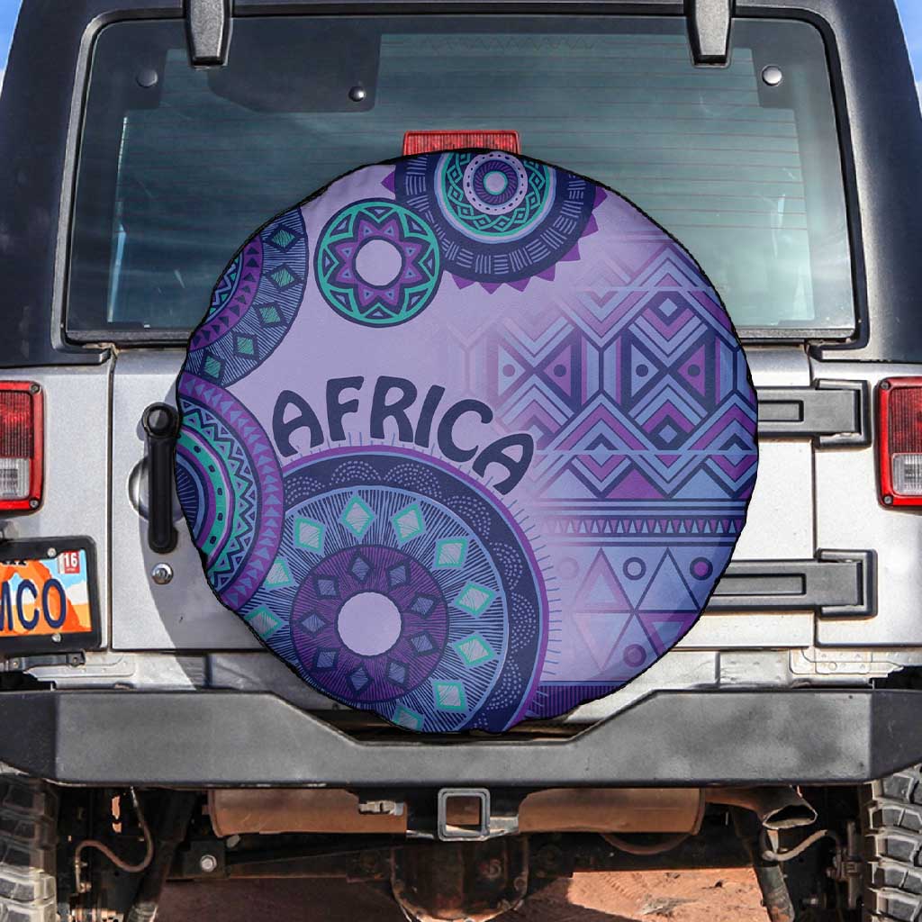 Afro Tribal Traditional Pattern Spare Tire Cover Purple Motif