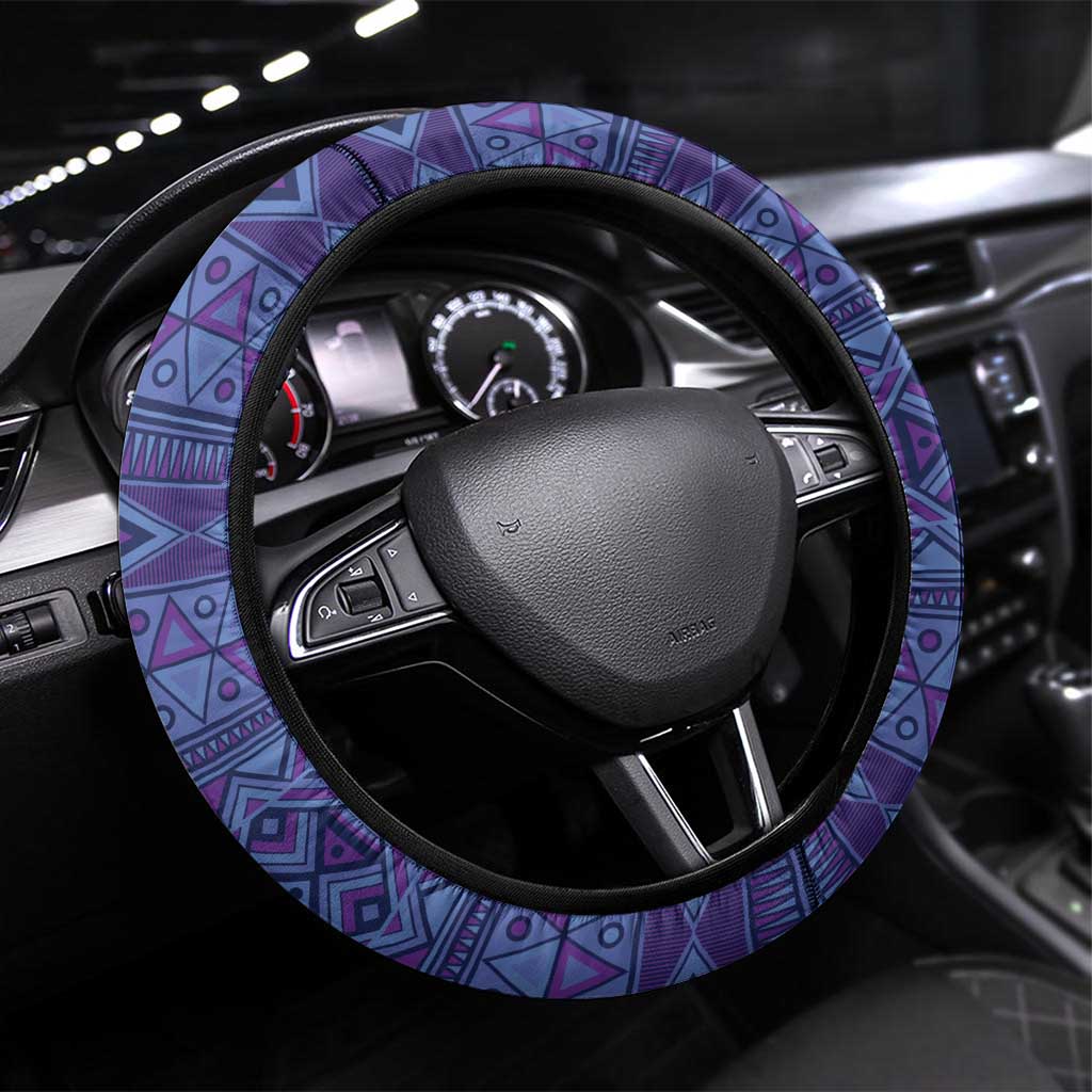 Afro Tribal Traditional Pattern Steering Wheel Cover Purple Motif