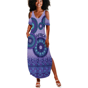 Afro Tribal Traditional Pattern Summer Maxi Dress Purple Motif