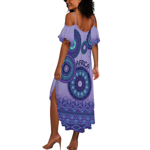 Afro Tribal Traditional Pattern Summer Maxi Dress Purple Motif