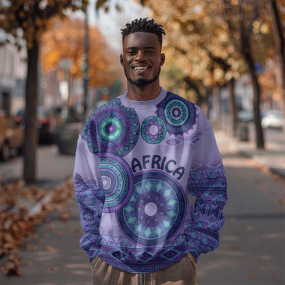 Afro Tribal Traditional Pattern Sweatshirt Purple Motif