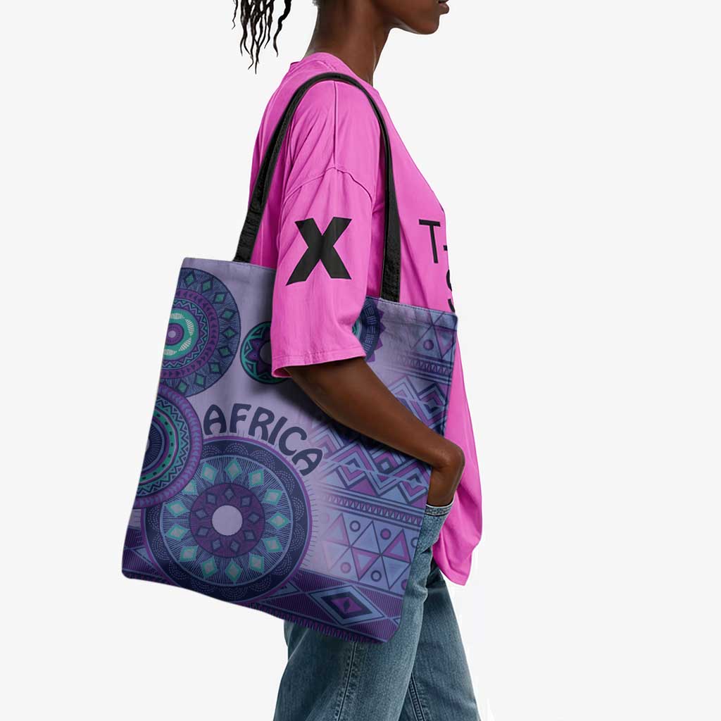 Africa Tribal Traditional Pattern Tote Bag Purple Motif