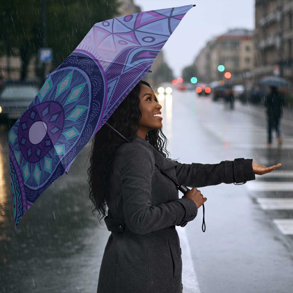 Africa Tribal Traditional Pattern Umbrella Purple Motif