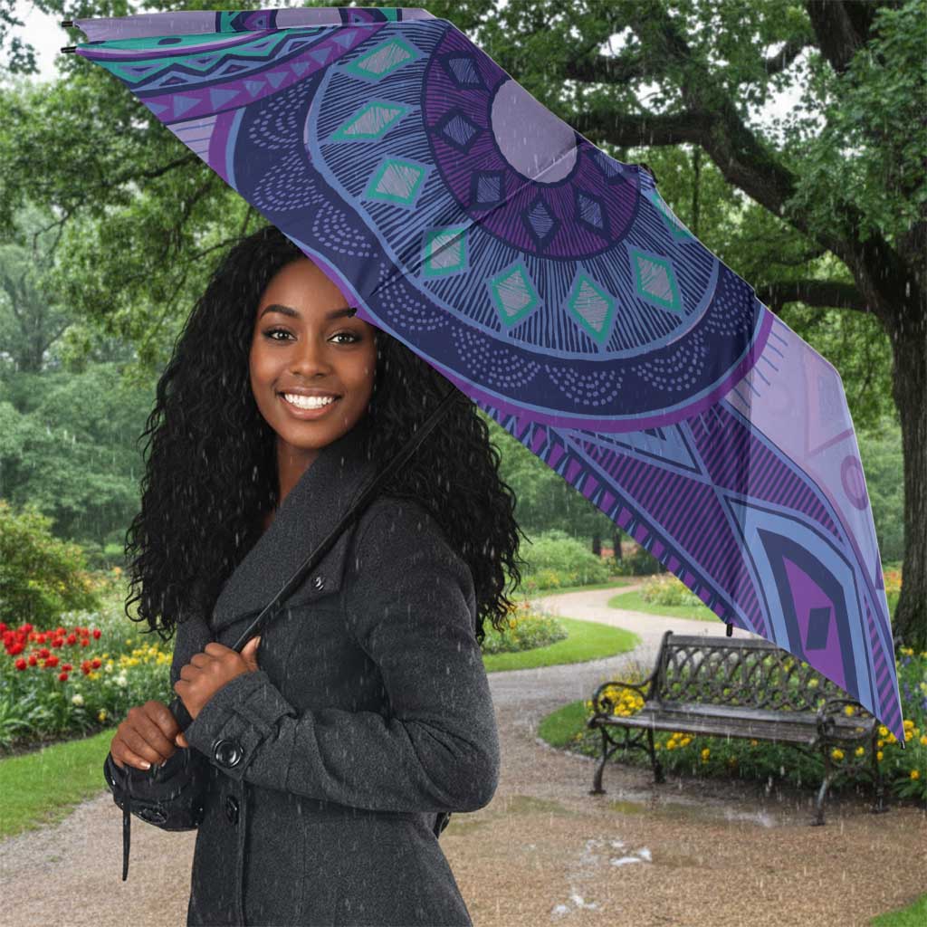 Africa Tribal Traditional Pattern Umbrella Purple Motif