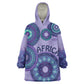 Afro Tribal Traditional Pattern Wearable Blanket Hoodie Purple Motif