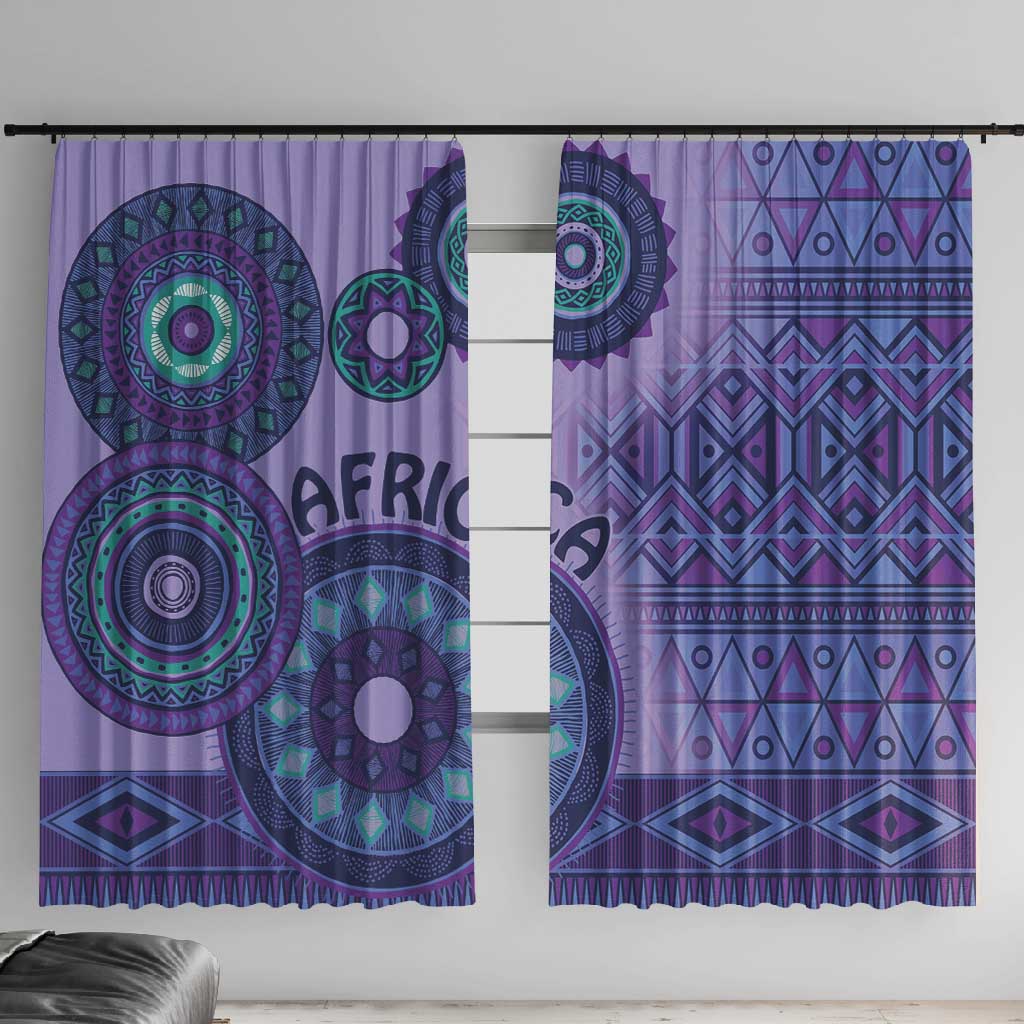 Afro Tribal Traditional Pattern Window Curtain Purple Motif