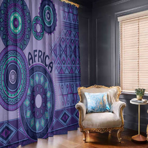 Afro Tribal Traditional Pattern Window Curtain Purple Motif