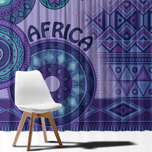 Afro Tribal Traditional Pattern Window Curtain Purple Motif