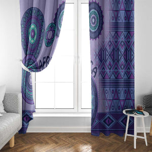 Afro Tribal Traditional Pattern Window Curtain Purple Motif