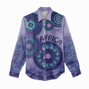 Afro Tribal Traditional Pattern Women Casual Shirt Purple Motif