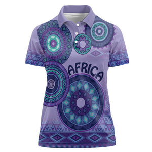 Afro Tribal Traditional Pattern Women Polo Shirt Purple Motif