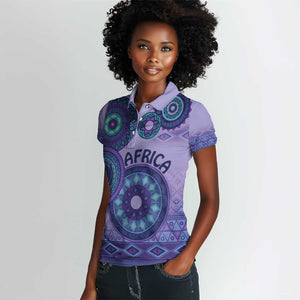 Afro Tribal Traditional Pattern Women Polo Shirt Purple Motif