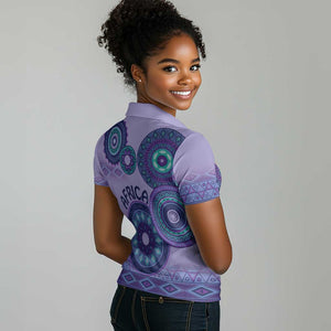 Afro Tribal Traditional Pattern Women Polo Shirt Purple Motif