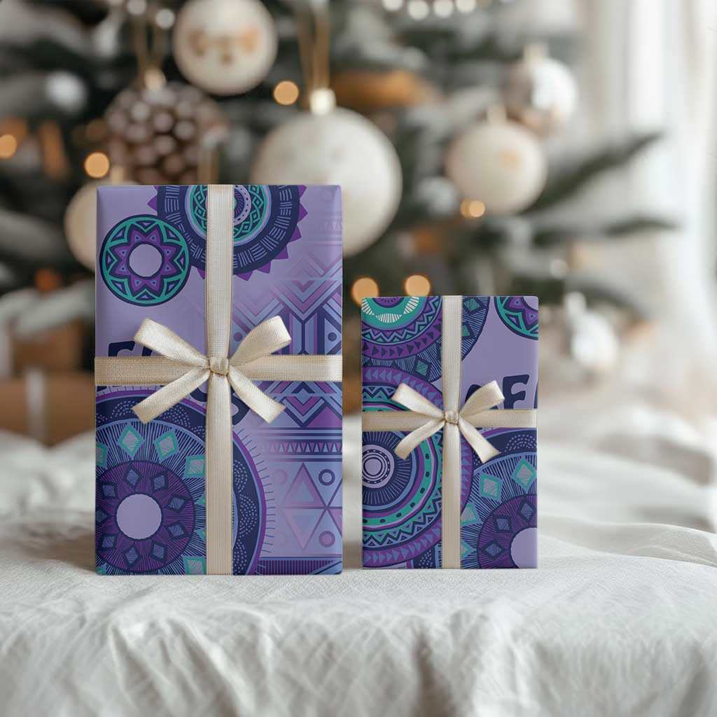 Africa Tribal Traditional Pattern Wrapping Paper Purple Motif - African Pride