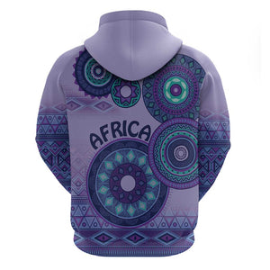 Afro Tribal Traditional Pattern Zip Hoodie Purple Motif