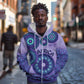 Afro Tribal Traditional Pattern Zip Hoodie Purple Motif