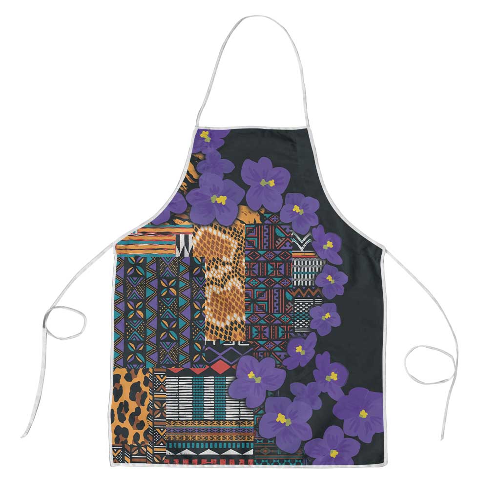 Africa Violets Flowers Apron Mix Native Tribal Pattern