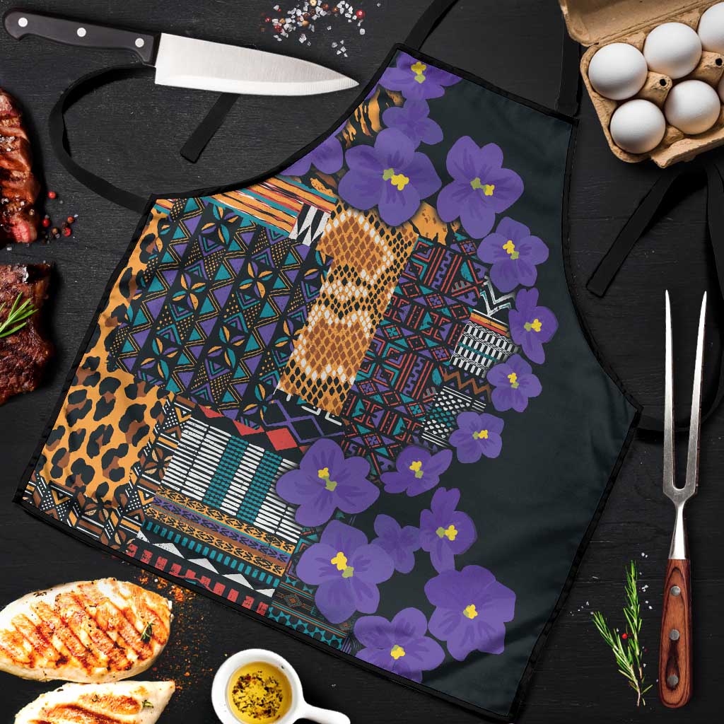 Africa Violets Flowers Apron Mix Native Tribal Pattern