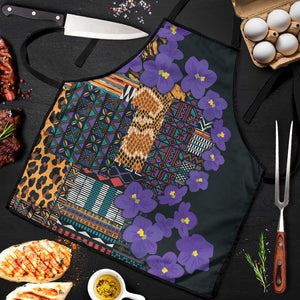 Africa Violets Flowers Apron Mix Native Tribal Pattern