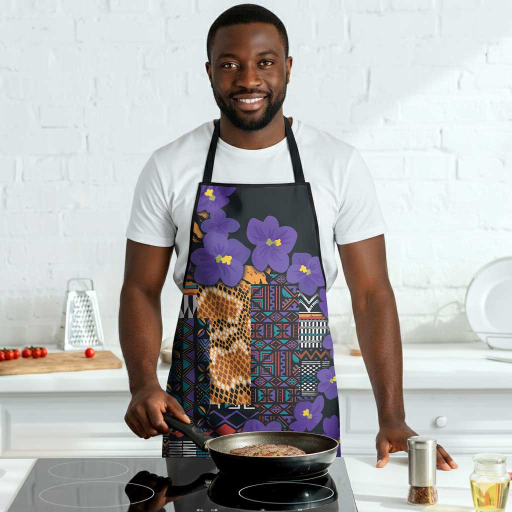 Africa Violets Flowers Apron Mix Native Tribal Pattern