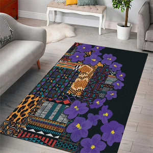 Afro Violets Flowers Area Rug Mix Native Tribal Pattern