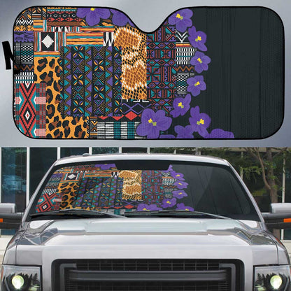 Africa Violets Flowers Auto Sun Shade Mix Native Tribal Pattern
