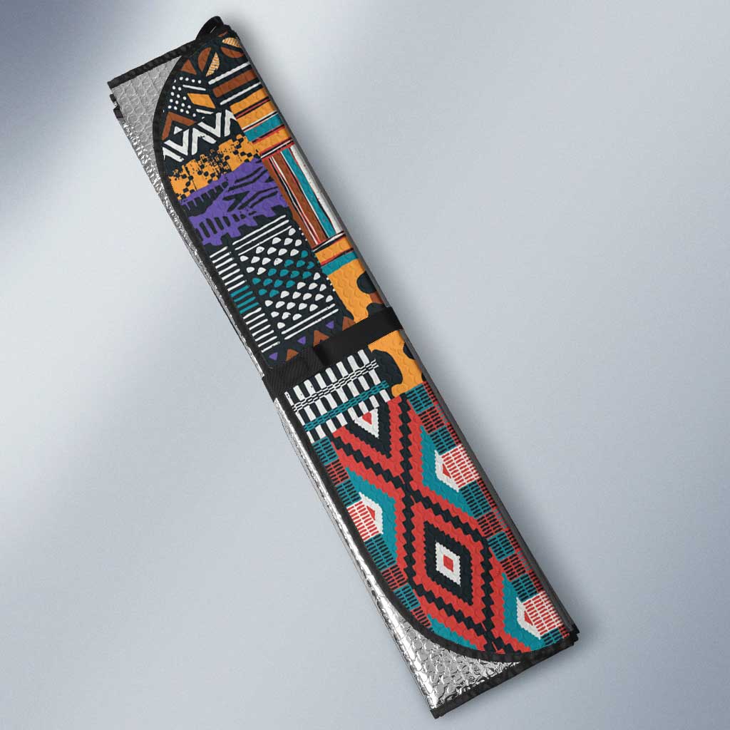 Africa Violets Flowers Auto Sun Shade Mix Native Tribal Pattern