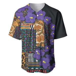 Afro Violets Flowers Baseball Jersey Mix Native Tribal Pattern