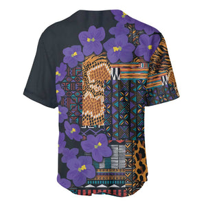 Afro Violets Flowers Baseball Jersey Mix Native Tribal Pattern