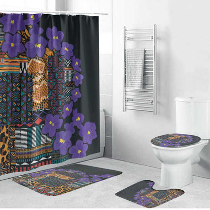 Africa Violets Flowers Bathroom Set Mix Native Tribal Pattern