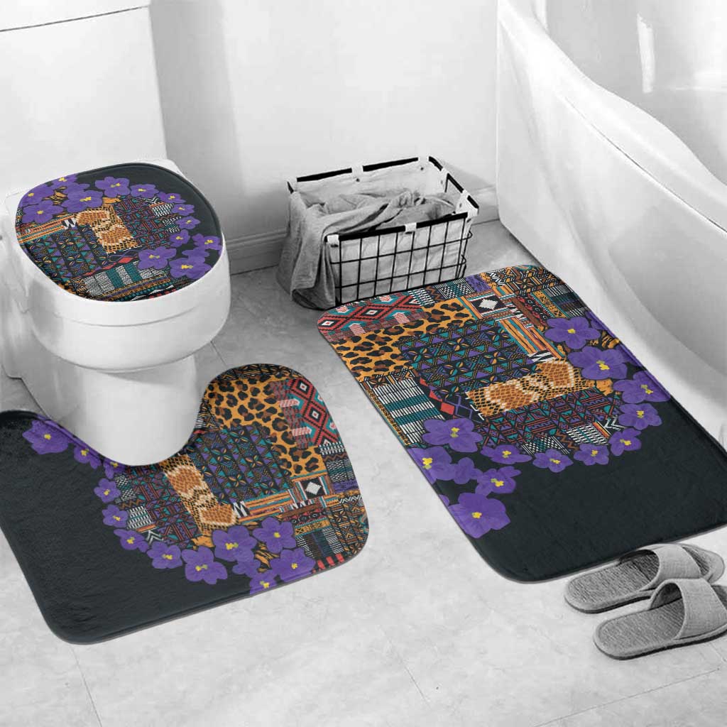 Africa Violets Flowers Bathroom Set Mix Native Tribal Pattern