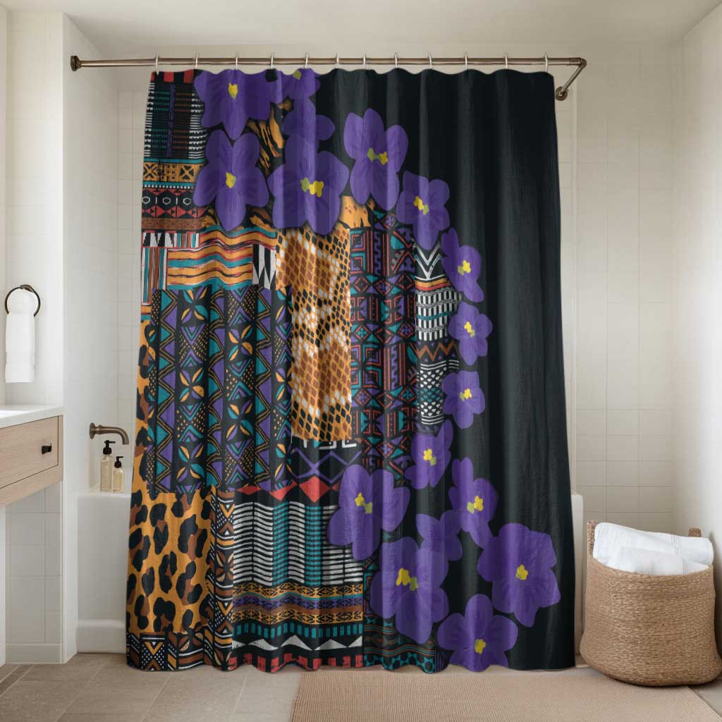 Africa Violets Flowers Bathroom Set Mix Native Tribal Pattern
