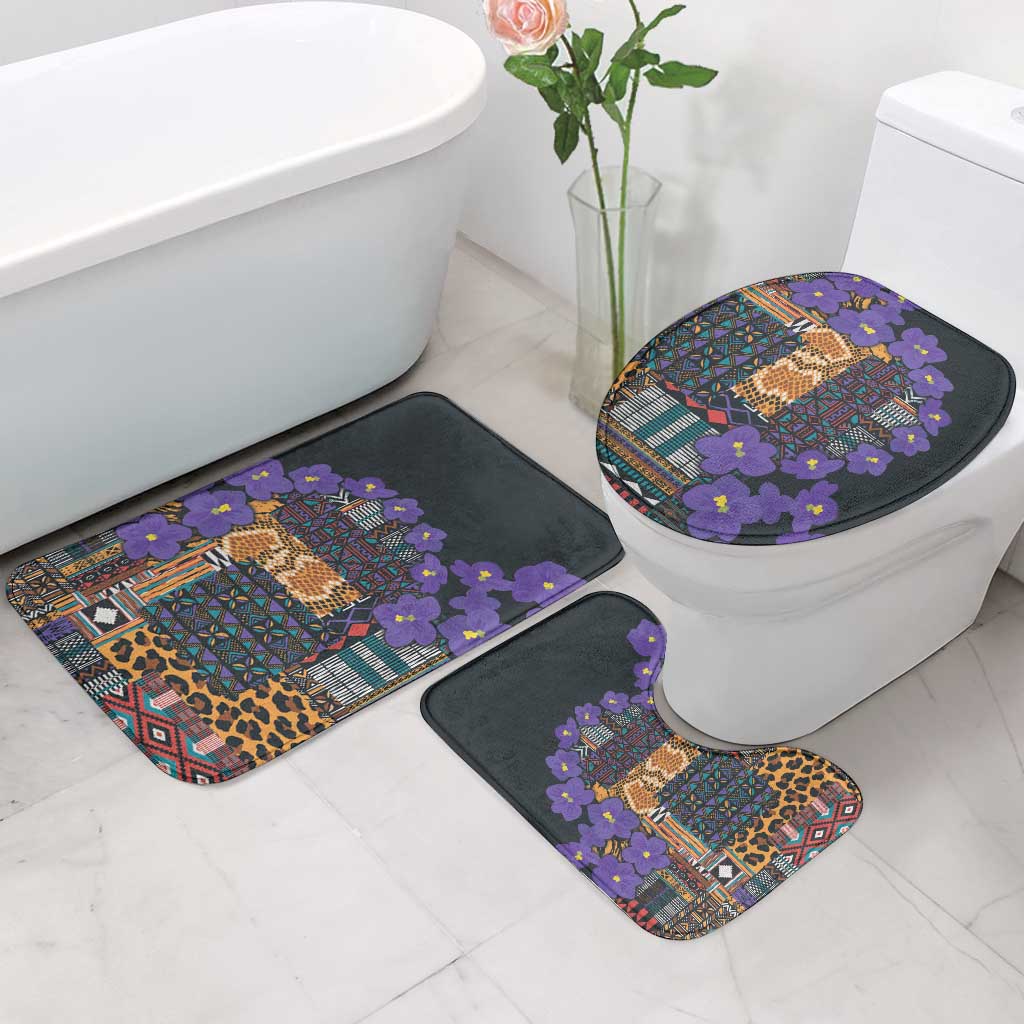 Africa Violets Flowers Bathroom Set Mix Native Tribal Pattern