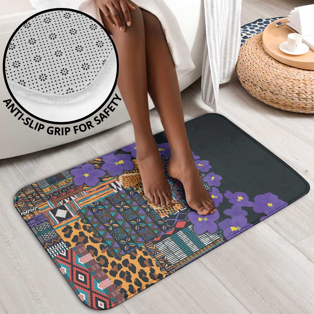 Africa Violets Flowers Bathroom Set Mix Native Tribal Pattern