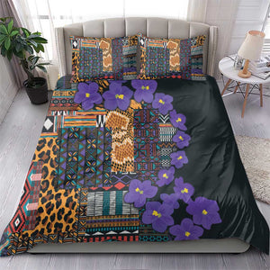 Afro Violets Flowers Bedding Set Mix Native Tribal Pattern