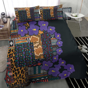 Afro Violets Flowers Bedding Set Mix Native Tribal Pattern