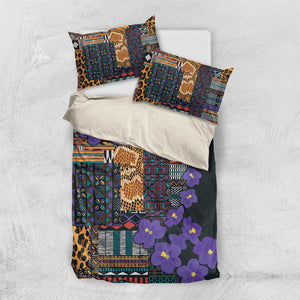 Afro Violets Flowers Bedding Set Mix Native Tribal Pattern