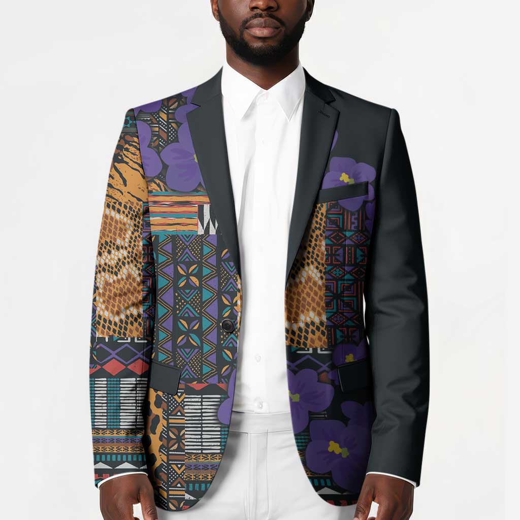 Africa Violets Flowers Blazer Mix Native Tribal Pattern