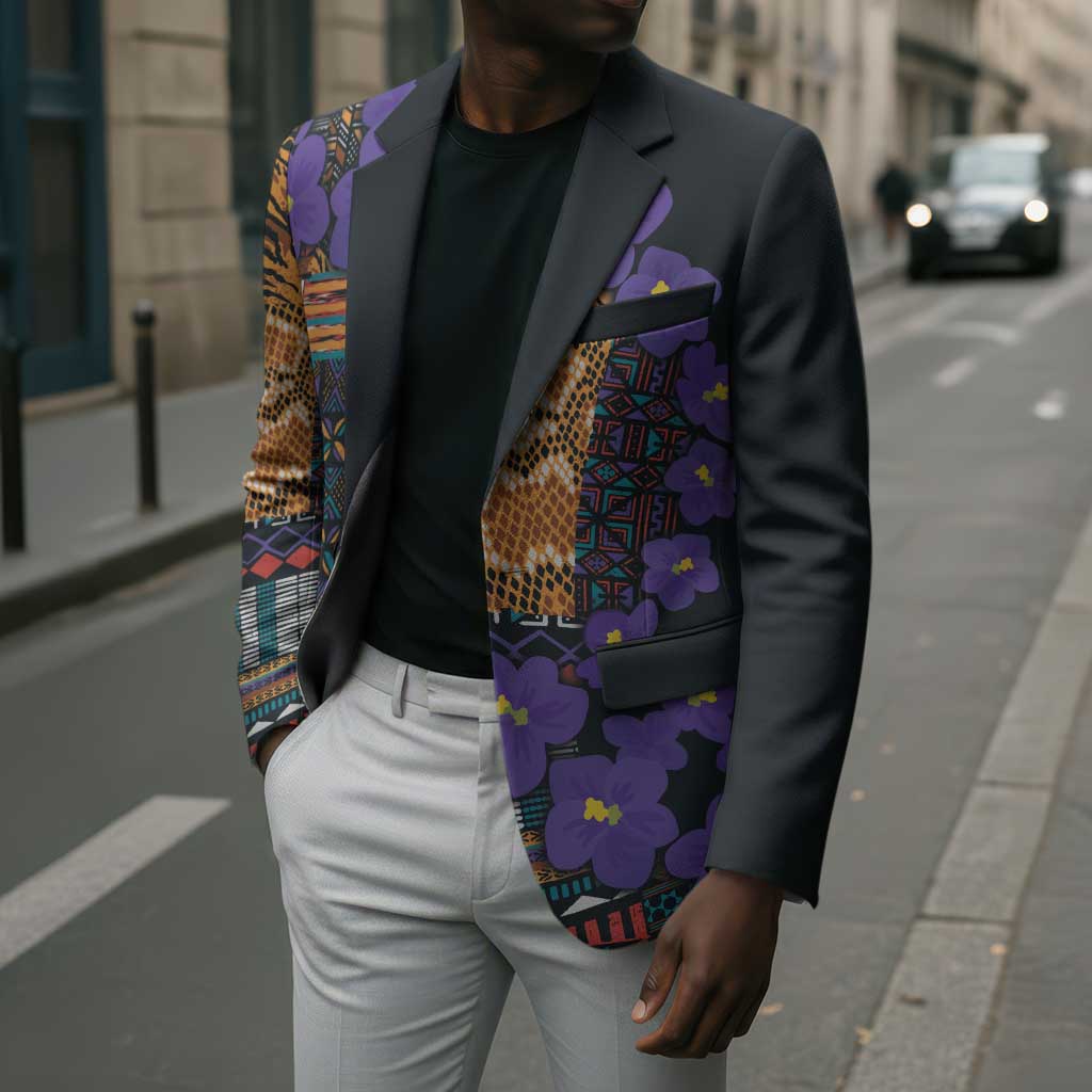 Africa Violets Flowers Blazer Mix Native Tribal Pattern