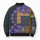 Africa Violets Flowers Bomber Puffer Jacket Mix Native Tribal Pattern