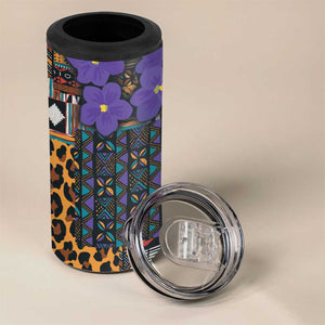 Afro Violets Flowers 4 in 1 Can Cooler Tumbler Mix Native Tribal Pattern